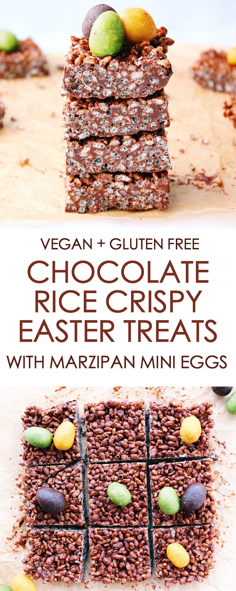 Chocolate Rice Crispy Treats with Marzipan Mini Eggs