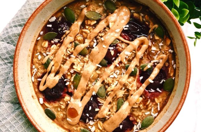 Easy Cherry & Banana Baked Oats