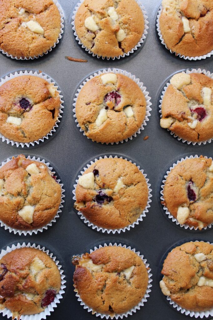 Vegan Raspberry & White Chocolate Muffins