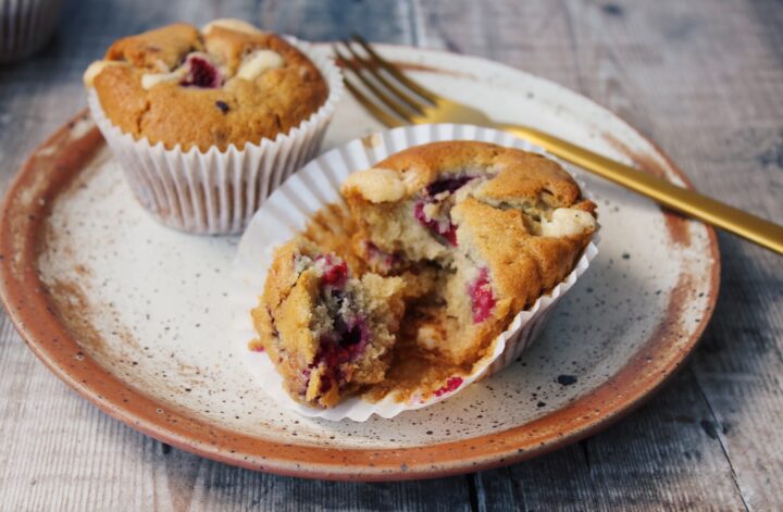Vegan Raspberry & White Chocolate Muffins
