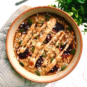 Cherry and Banana Baked Oats