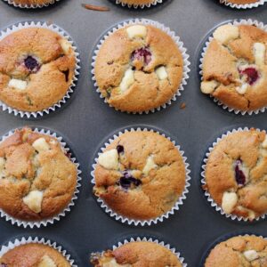 Vegan Raspberry & White Chocolate Muffins