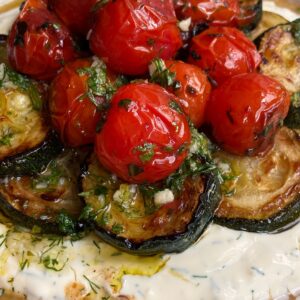 Zesty Fried Courgette on Yoghurt