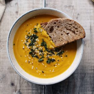 Creamy Roasted Butternut, Carrot & Sweet Potato Soup