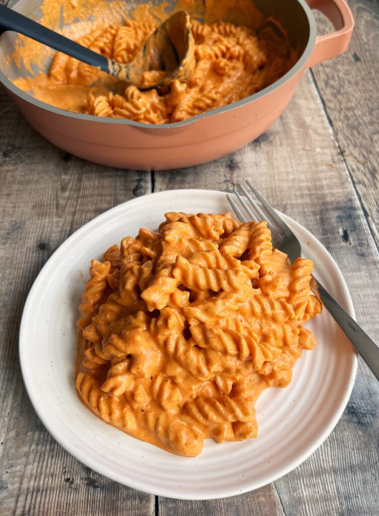 High Protein Roasted Red Pepper Pasta (Vegan)