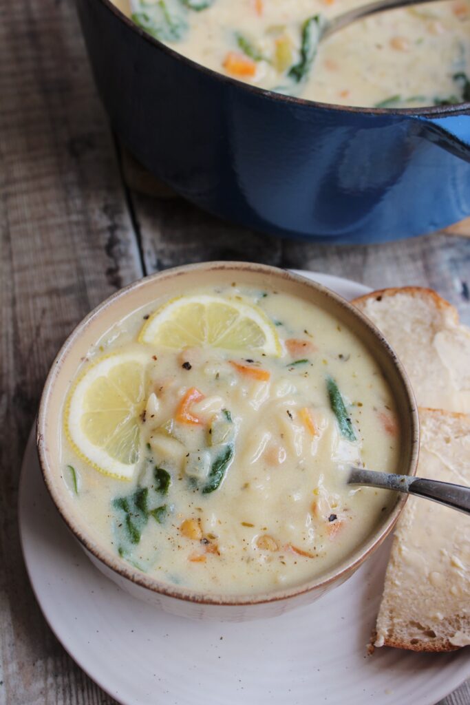 Greek Lemon Orzo Soup (Vegan)