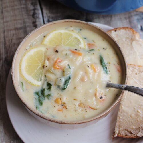 Greek Lemon Orzo Soup (Vegan)