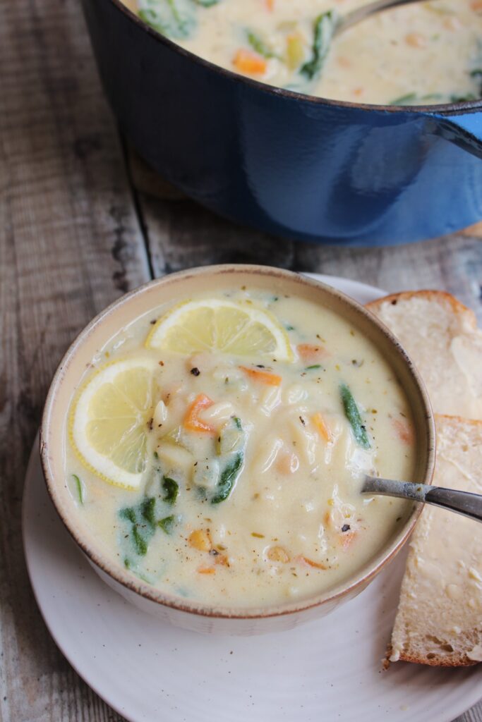 Greek Lemon Orzo Soup (Vegan)