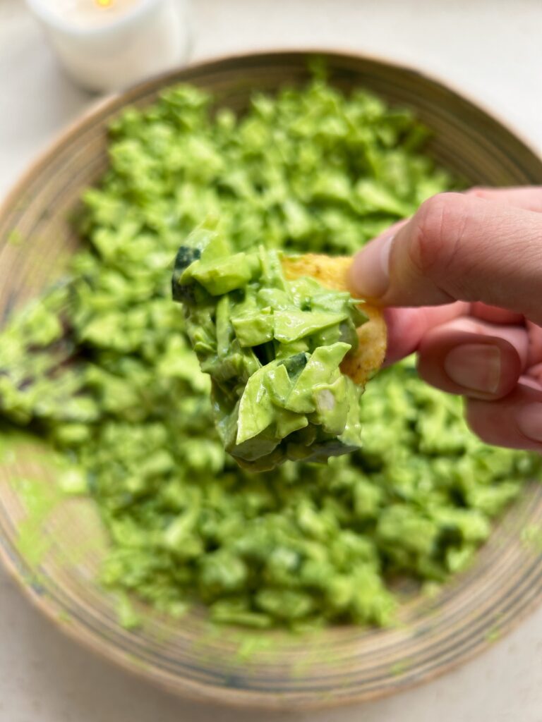 Viral Green Goddess Salad dressing with tortilla chip